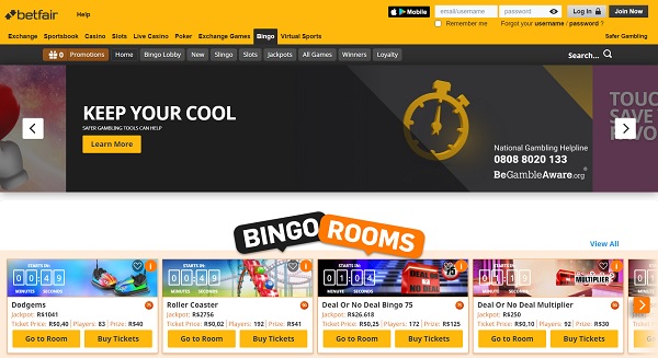 Bingo online - Betfair Brasil