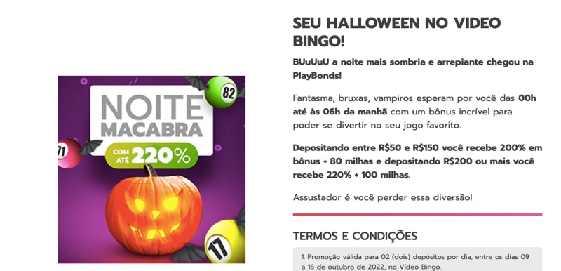 promoções de bingo para outubro 2022 com halloween